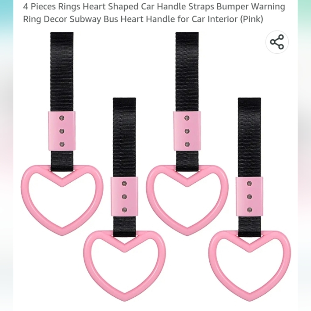 4- Pink Heart Handle/Straps for Interior/Exterior Car/Boat/Home